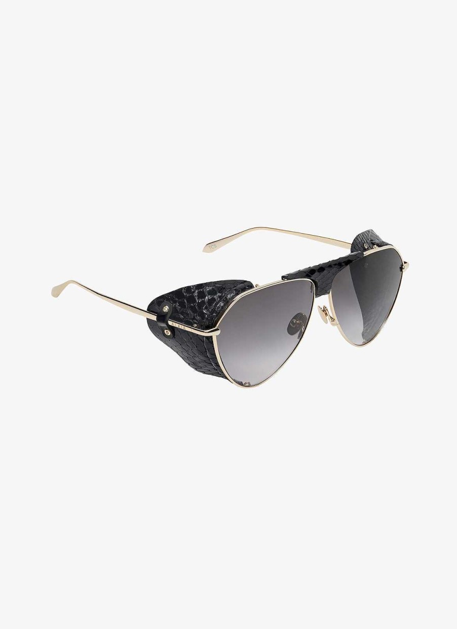 Accessories Alaïa | Aviator Sunglasses In Metal And Ayers Leather