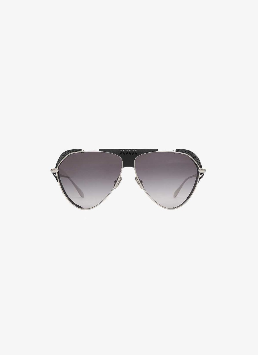 Accessories Alaïa | Aviator Sunglasses In Metal And Leather