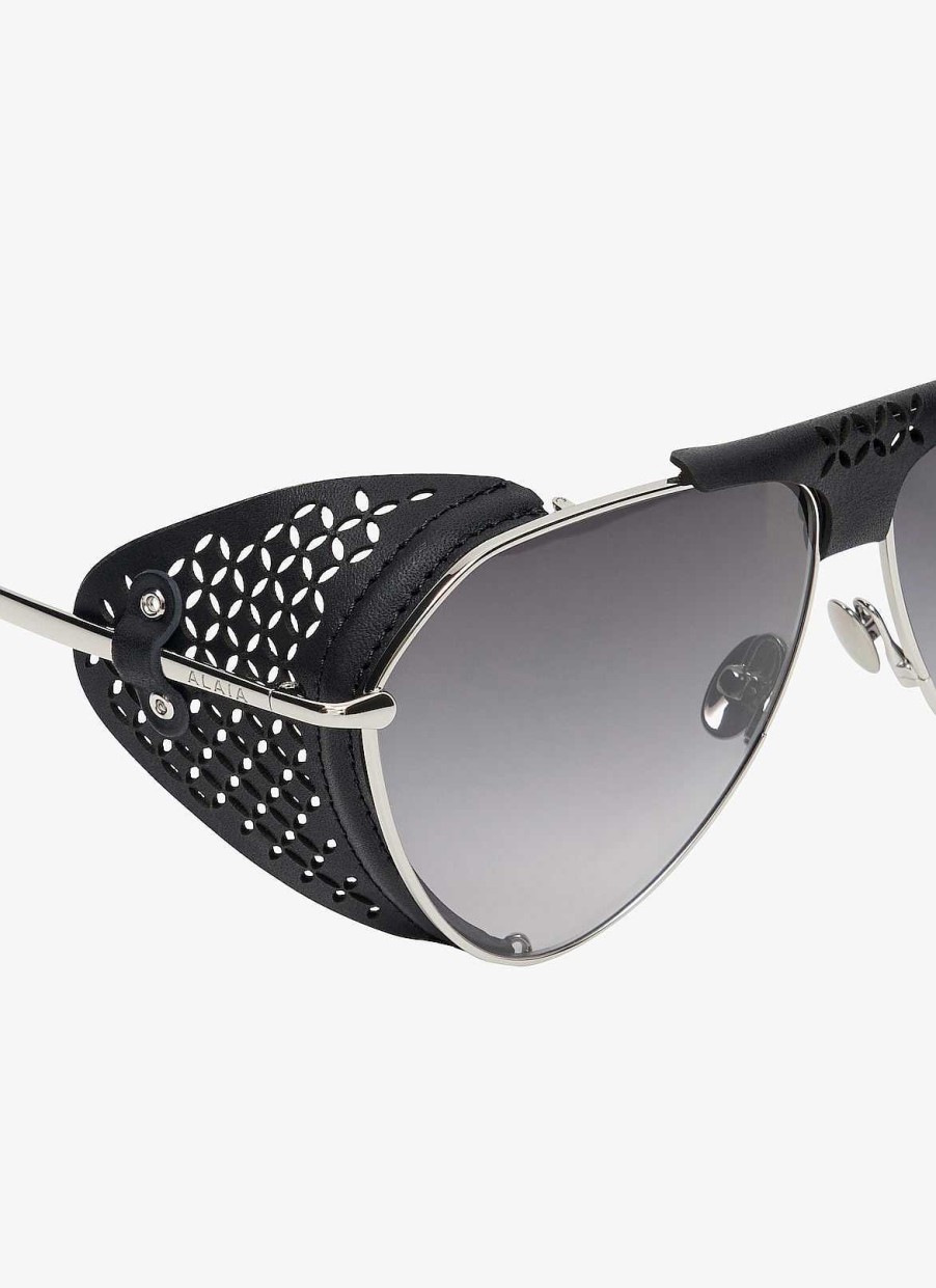 Accessories Alaïa | Aviator Sunglasses In Metal And Leather