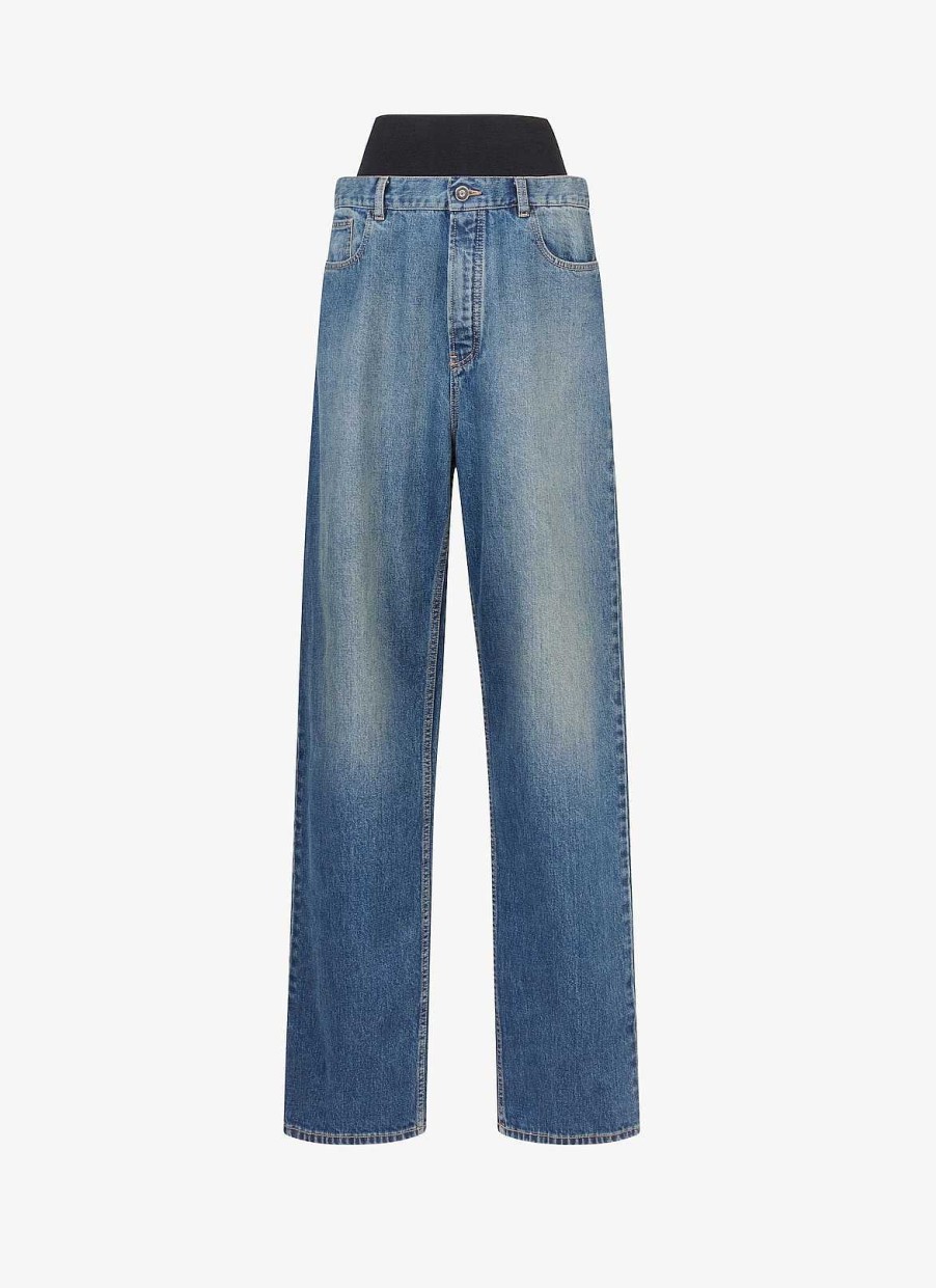 Ready-To-Wear Alaïa | Denim Pants With Knit Belt